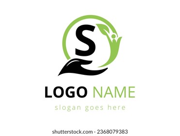 Letter S Health Care Logo Design. letter with safe hands Professional charity teamwork and foundation logo design