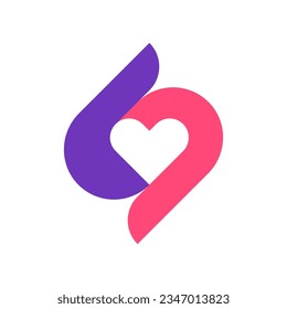 Letter S heart creative modern logo