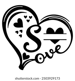 Letter S with Heart Love Design - Romantic Alphabet Illustration for Valentine’s Day, Wedding, and Anniversary