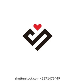 Letra s corazón, símbolo geométrico cuadrado símbolo simple vector