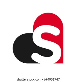 letter S and heart vector logo.