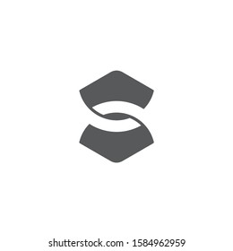 letter s hexagon linked line negative space logo vector