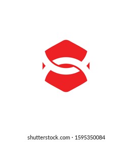 letter s hexagon linked line negative space logo vector