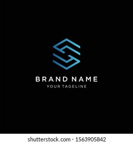 Letter S Hexagon logo / symbol - vector icon, Letter H & S logo vector