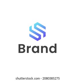 Letter S with hexagon Monogram Modern Logo Template Vector.
letter S blue gradient color logo.