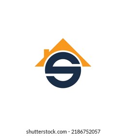 Letter S home icon logo vector element