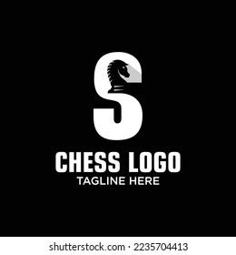 Letter S Horse Chess Logo Design Template Inspiration, Vector Illustration.