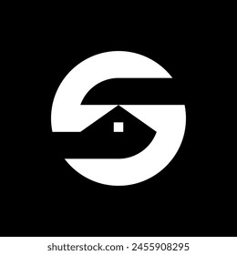 Letter S house creative negative space logo design