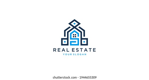 Letter s house logo design template inspiration
