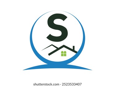 Letter S House Logo Design Template Inspiration, House Logo Vector Illustration.