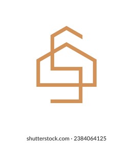 Letter S house simple minimal logo design