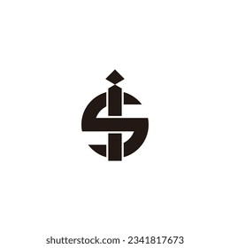 Letter S i, square circle geometric symbol simple logo vector