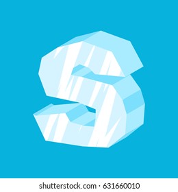 letter S ice font. Icicles alphabet. freeze lettering. Iceberg ABC sign