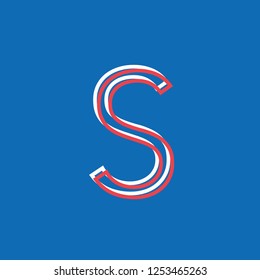 letter S icon constructed with lines, notice effect neon vector