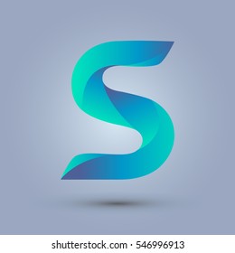 Letter S icon design and elegant typographic concept. gradient blue and green