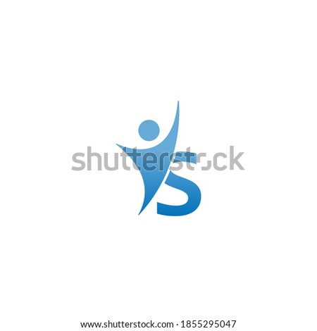 Letter S  icon logo with abstrac sucsess man in front, alphabet logo icon creative design illustration