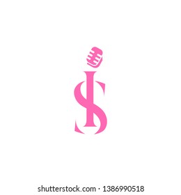 Letter I S icon logo design with microphone