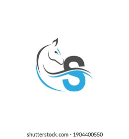 Letter S icon logo with horse illustration design vector