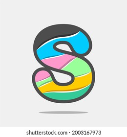 Icono de letra S y plantilla de logotipo. Nuevo diseño y elegante concepto tipográfico. Multy Color. Archivo EPS.
