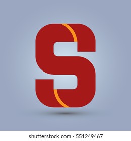 Letter S icon and logo template.  New Flat design and elegant typographic concept. Two line yellow. red