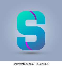 Letter S icon and logo template.  New design and elegant typographic concept. Two line purple. blue