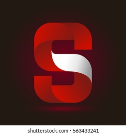 Letter S icon and logo template.  New design and elegant typographic concept. twisted, red and white