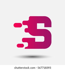 Letter S icon and logo template.  New Flat design and elegant typographic. spread the font. Gradient red and purple