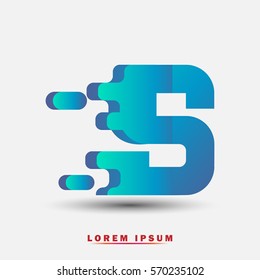 Letter S icon and logo template. Elegant typographic design. Spread the font. blue and green