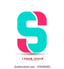 Letter S icon and logo template.  New  Flat design and elegant typographic. blue and pink