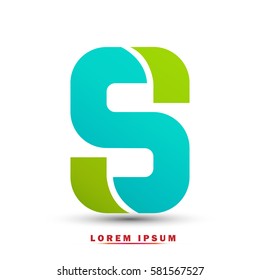 Letter S icon and logo template.  New  Flat elegant typographic. gradation with blue and green