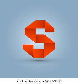 Letter S icon and logo template.  New design and elegant typographic. orange ribbon