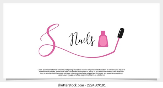 letter s with icon nail polish logo design template