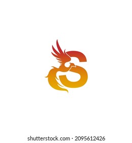 Letter S icon with phoenix logo design template illustration