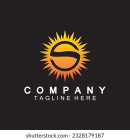 Letter S icon with Sun rays for Sun logo vector design template