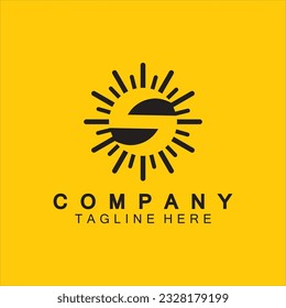 Letter S icon with Sun rays for Sun logo vector design template
