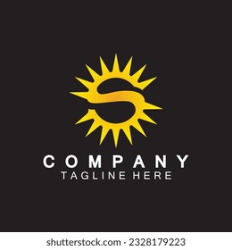 Letter S icon with Sun rays for Sun logo vector design template