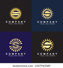 Letter S icon with Sun rays for Sun logo vector design template