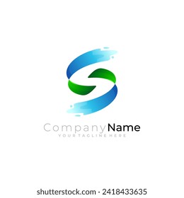 Letter S icon template, S logo with swoosh design