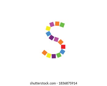 Letter S Icon Vector illustration. Kids letter symbol,   multi color s sign, emblem isolated on white background, Flat style for graphic and web design, logo 