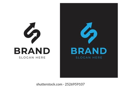 letter S identity logo design with arrow up design concept for logistic, finance, economic logo template