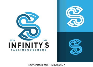 Vorlage für Vektorgrafik-Design des digitalen Logos von Letter S Infinity