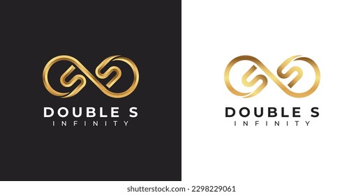 Letter S Infinity Logo design and Gold Elegant Luxury symbol for Business Company Branding and Corporate Identity
