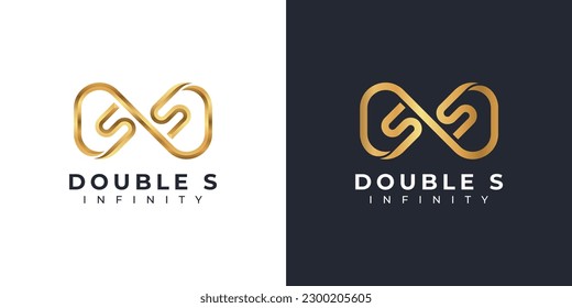 Diseño del logotipo Infinity de la letra S y símbolo Gold Elegant para la promoción de marca de empresa e identidad corporativa