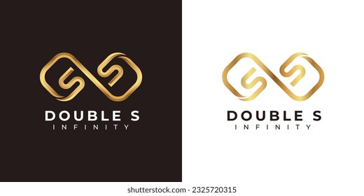 Letter S Infinity Logo design and Premium Gold Elegant symbol for Business Company Branding and Corporate Identity