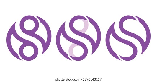 Letra S monograma de lujo infinito, letra circular elegante logotipo S símbolo de icono de vector plantilla