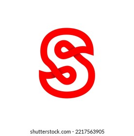 Letter S infinity sign. Cyclic red letter S. Modern natural endless loop. Futuristic logo corporate design.