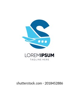 Letter S Initial Airplane Tail Logo Design Vector Graphic Icon Emblem Illustration