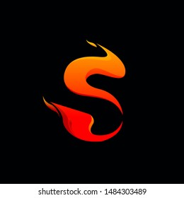 Letter S initial Alphabet font on Fire Flame Logo