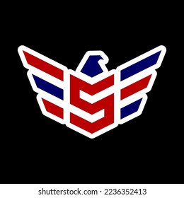 letter S initial american eagle logo design vector template