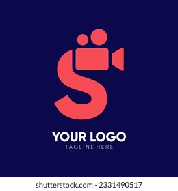 Letra S Cámara Inicial Video Logo Diseño Icono Vector Ilustración Gráfico Emblema